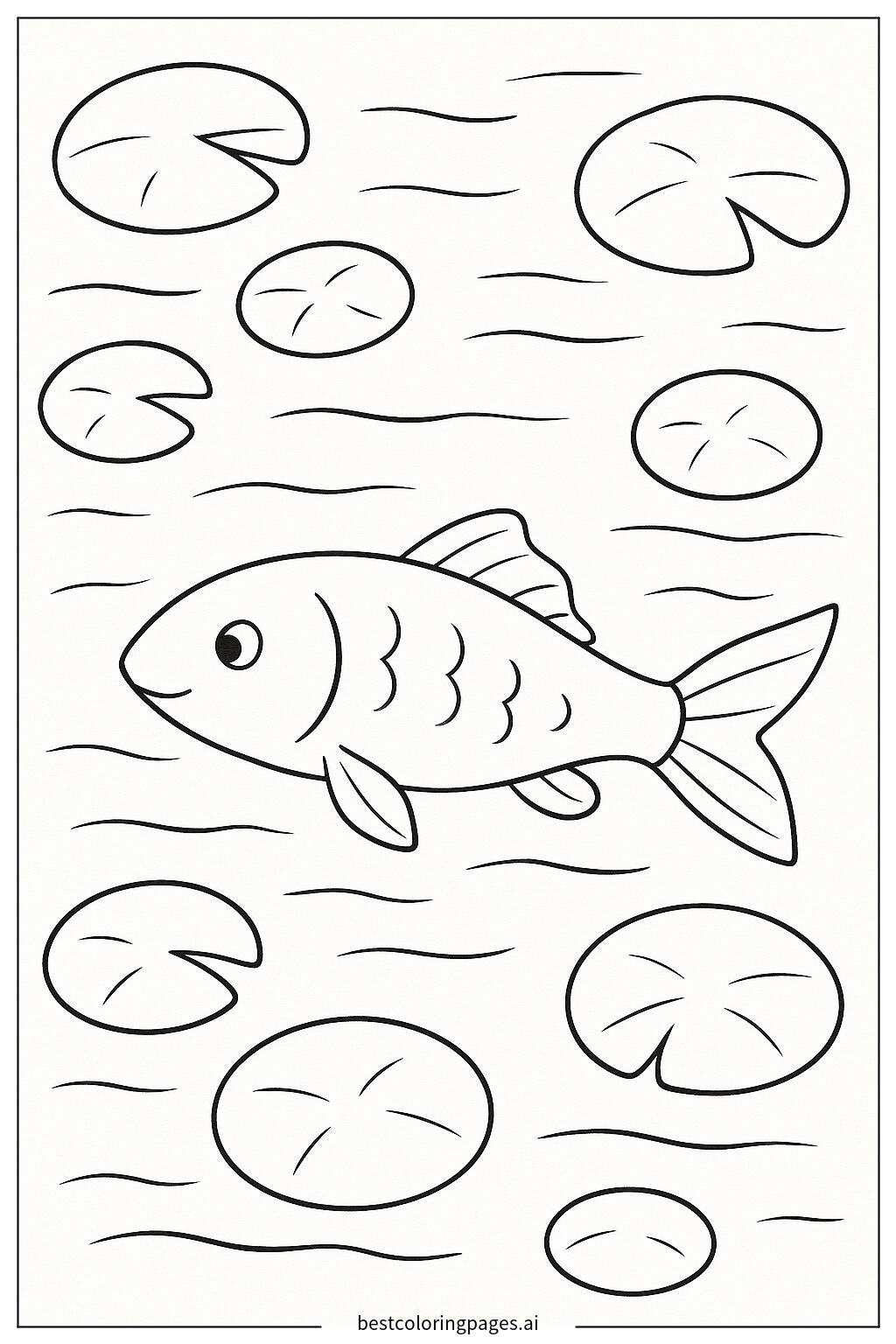 Fish in a pond with lily pads