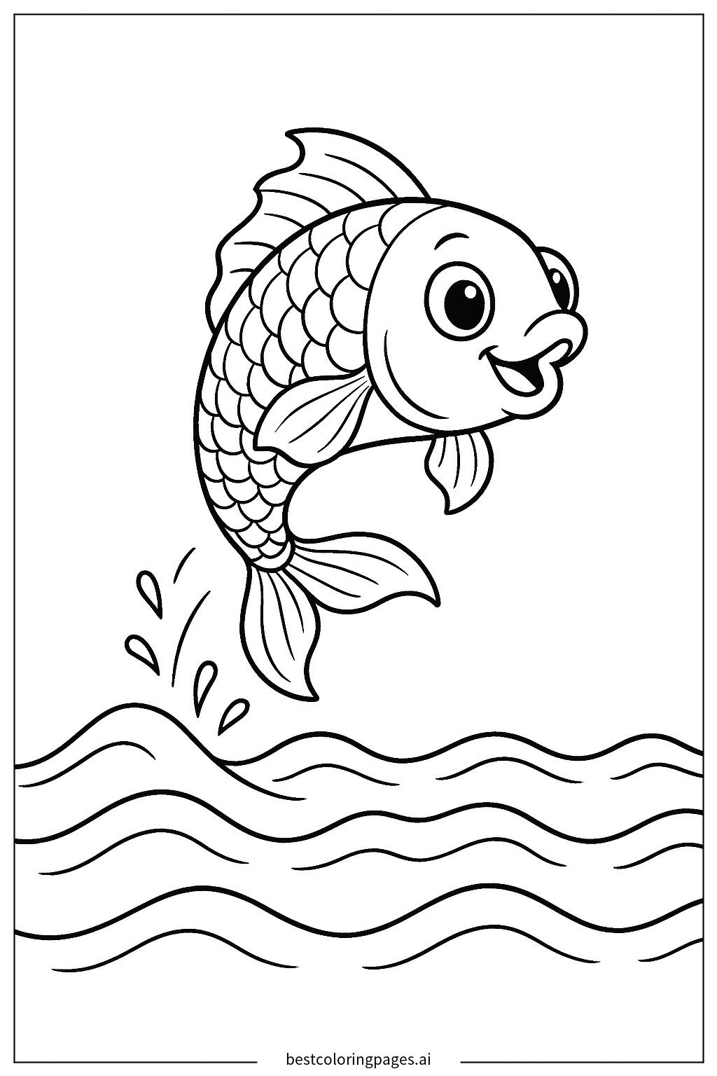 Fish jumping over waves
