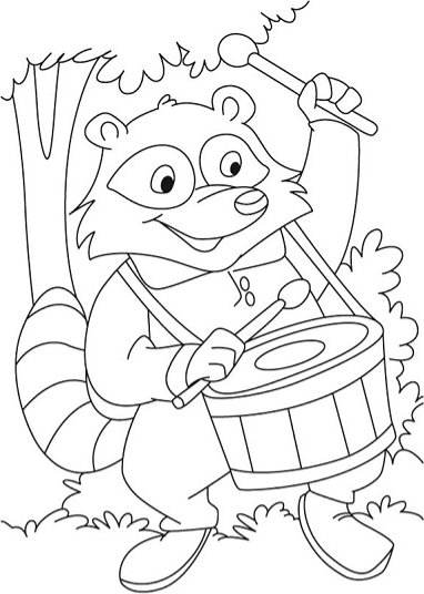 gấu mèo đang đánh trống