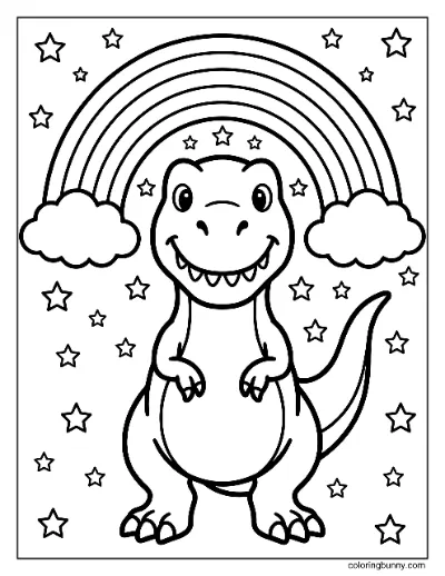 T-Rex Vui Vẻ Với Cầu Vồng