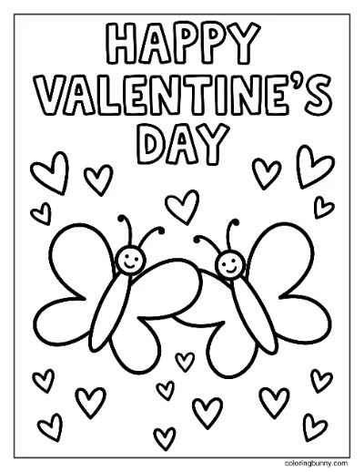 Trang Tô Màu Bướm Ngày Lễ Tình Nhân Vui Vẻ