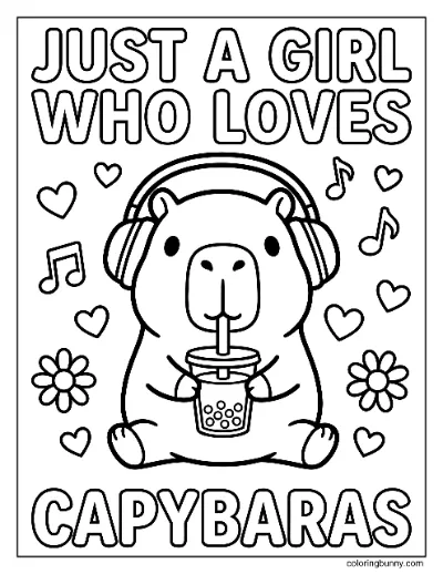 Chỉ Là Một Cô Gái Yêu Capybara Trang Tô Màu