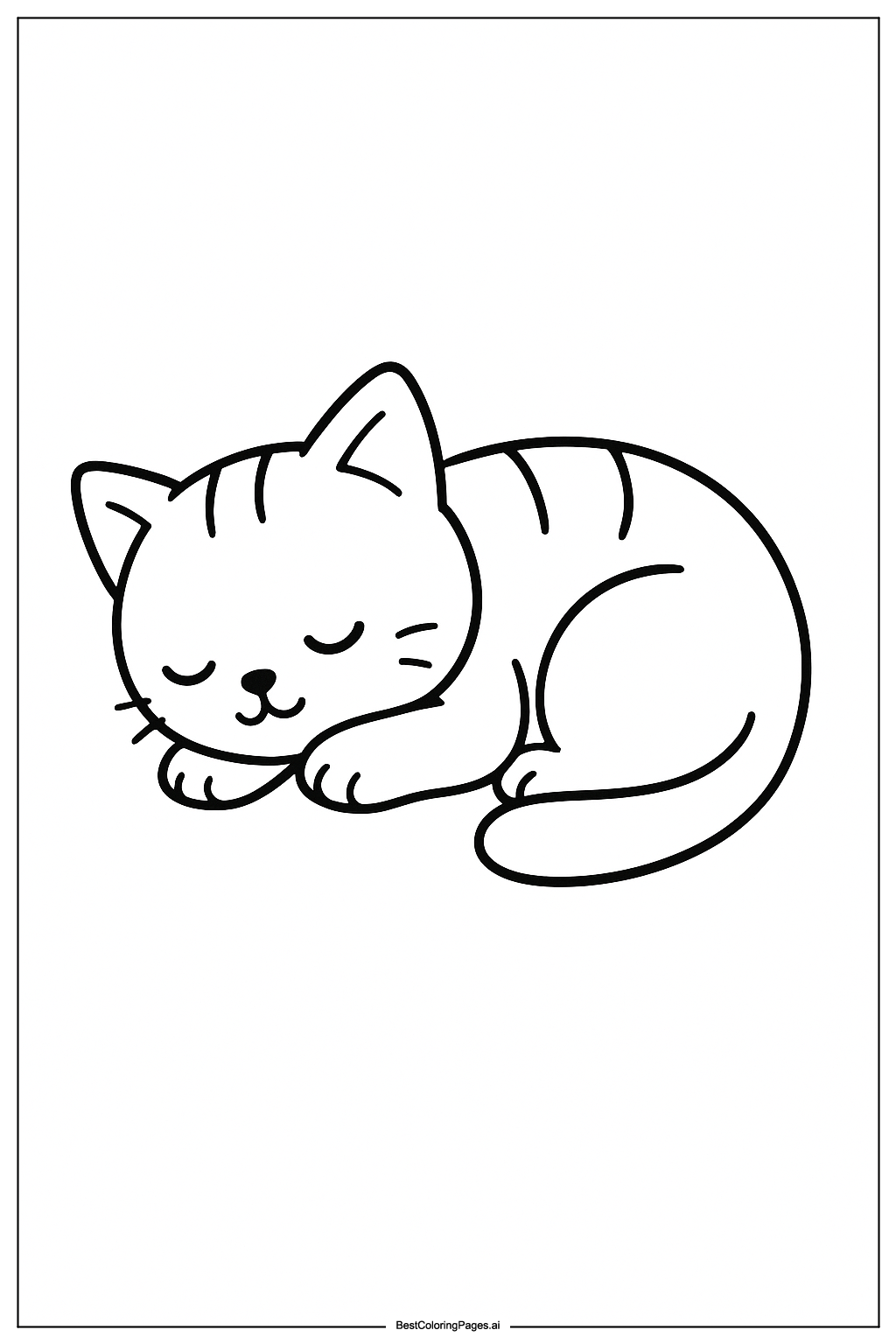 Kitten sleeping curled up