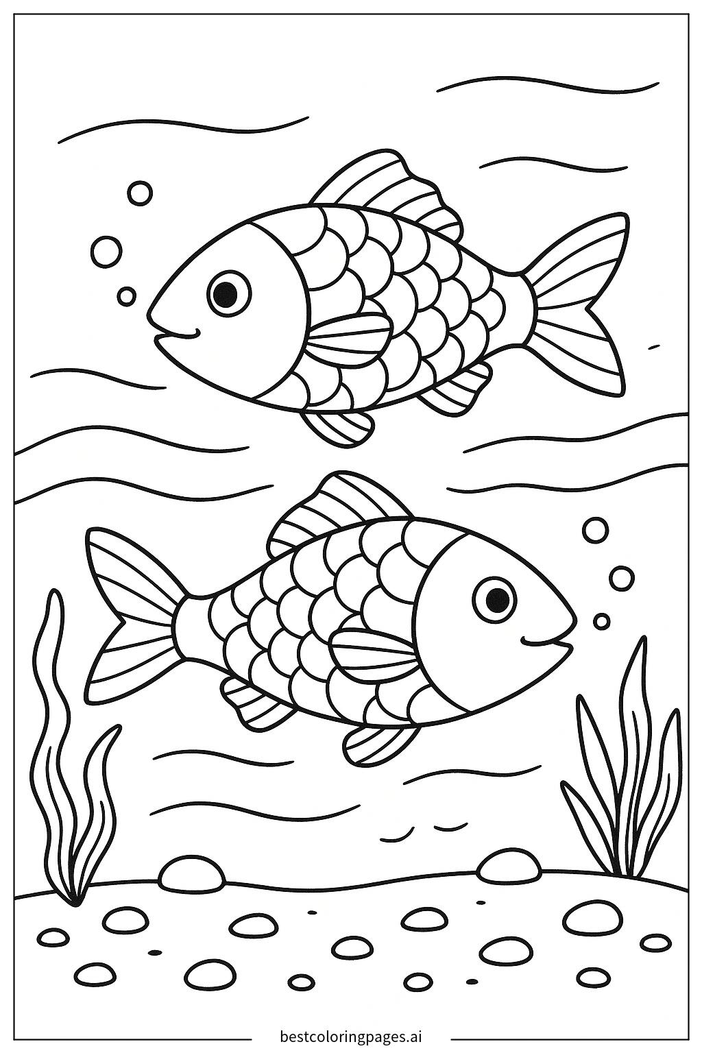 Pair of fish swimming in a stream
