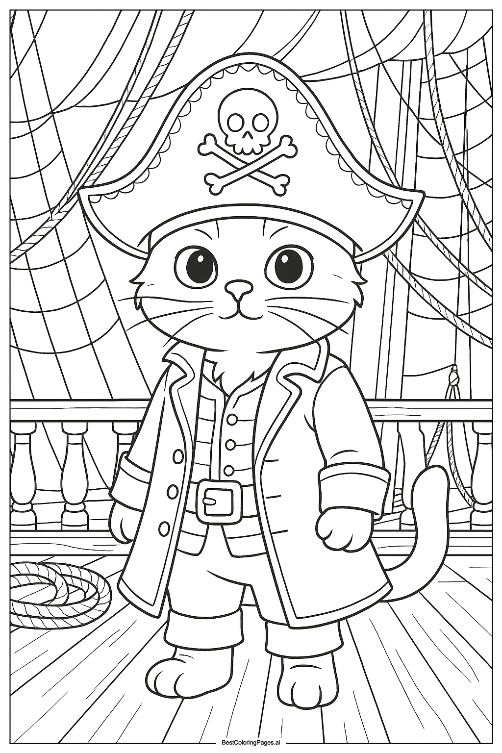Pirate cat on ship