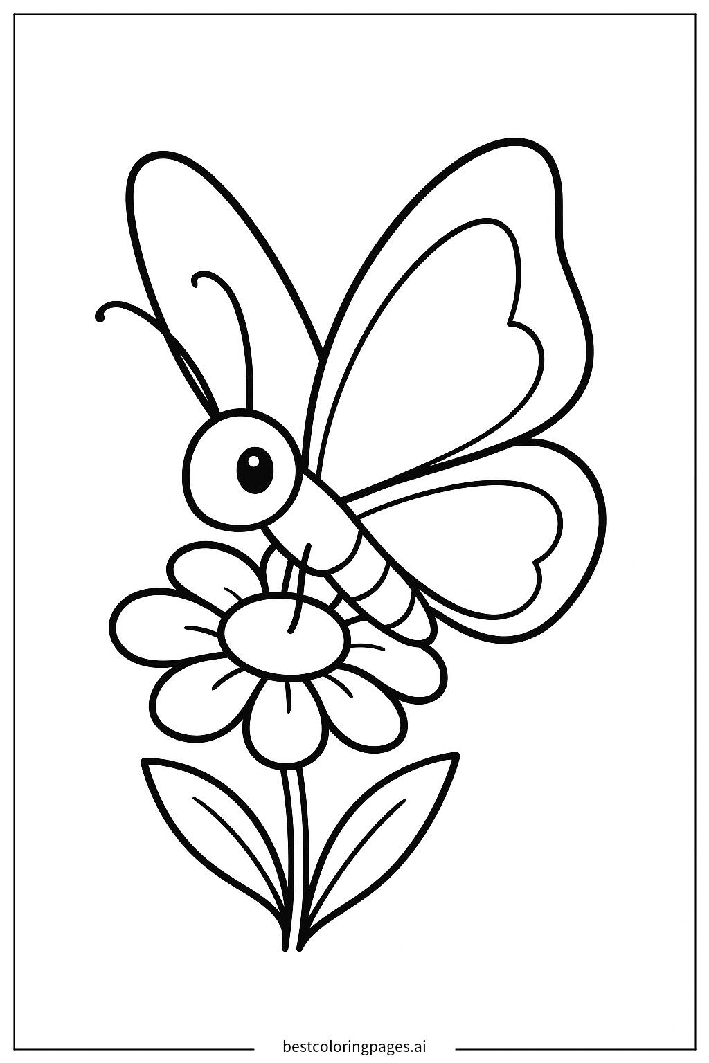 Single butterfly on flower