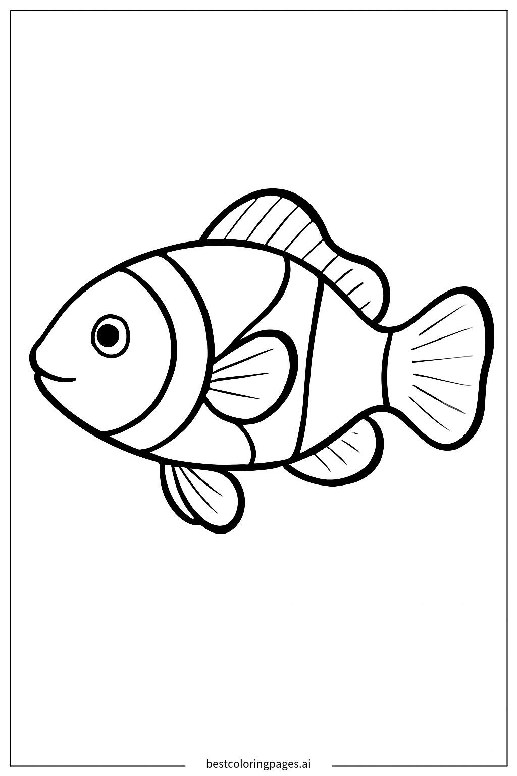 Single clownfish swimming