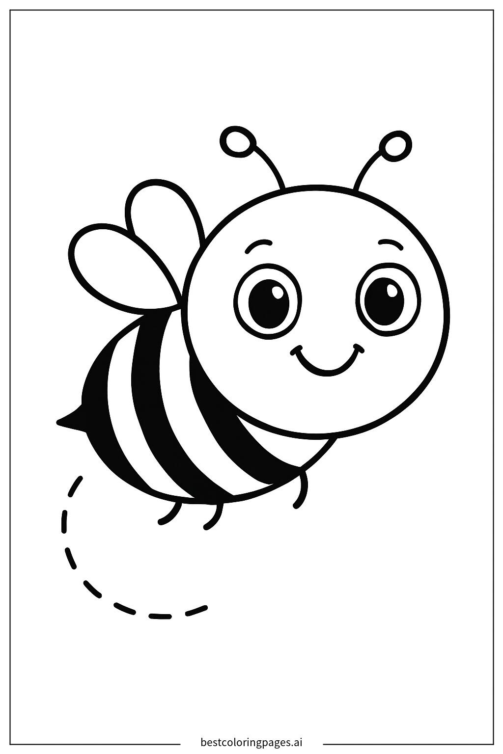 Smiling bee flying in the sky