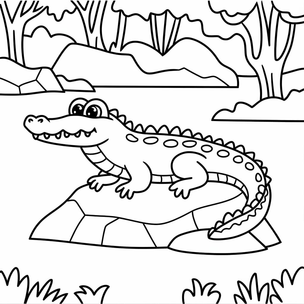 Cá Sấu Dễ Thương Trên Đá