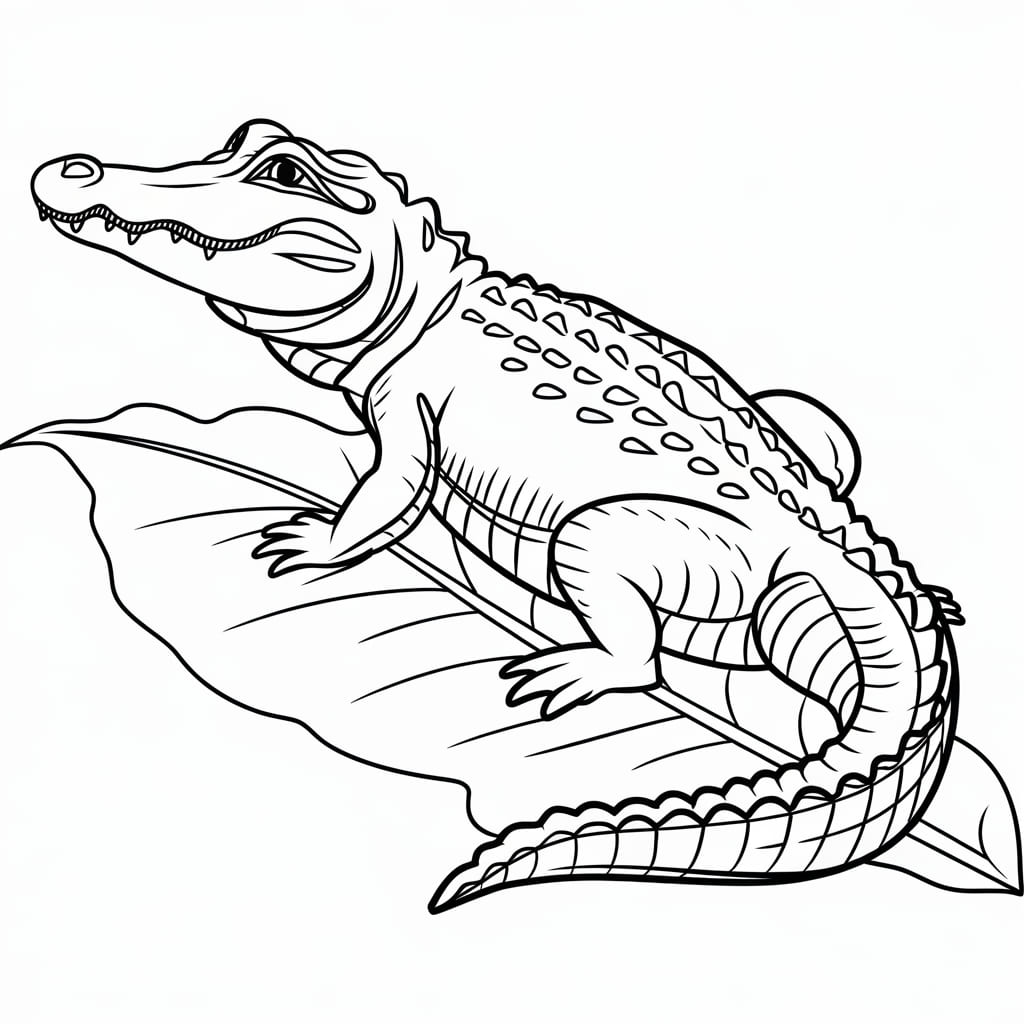 Cá Sấu Và Lá Cây To