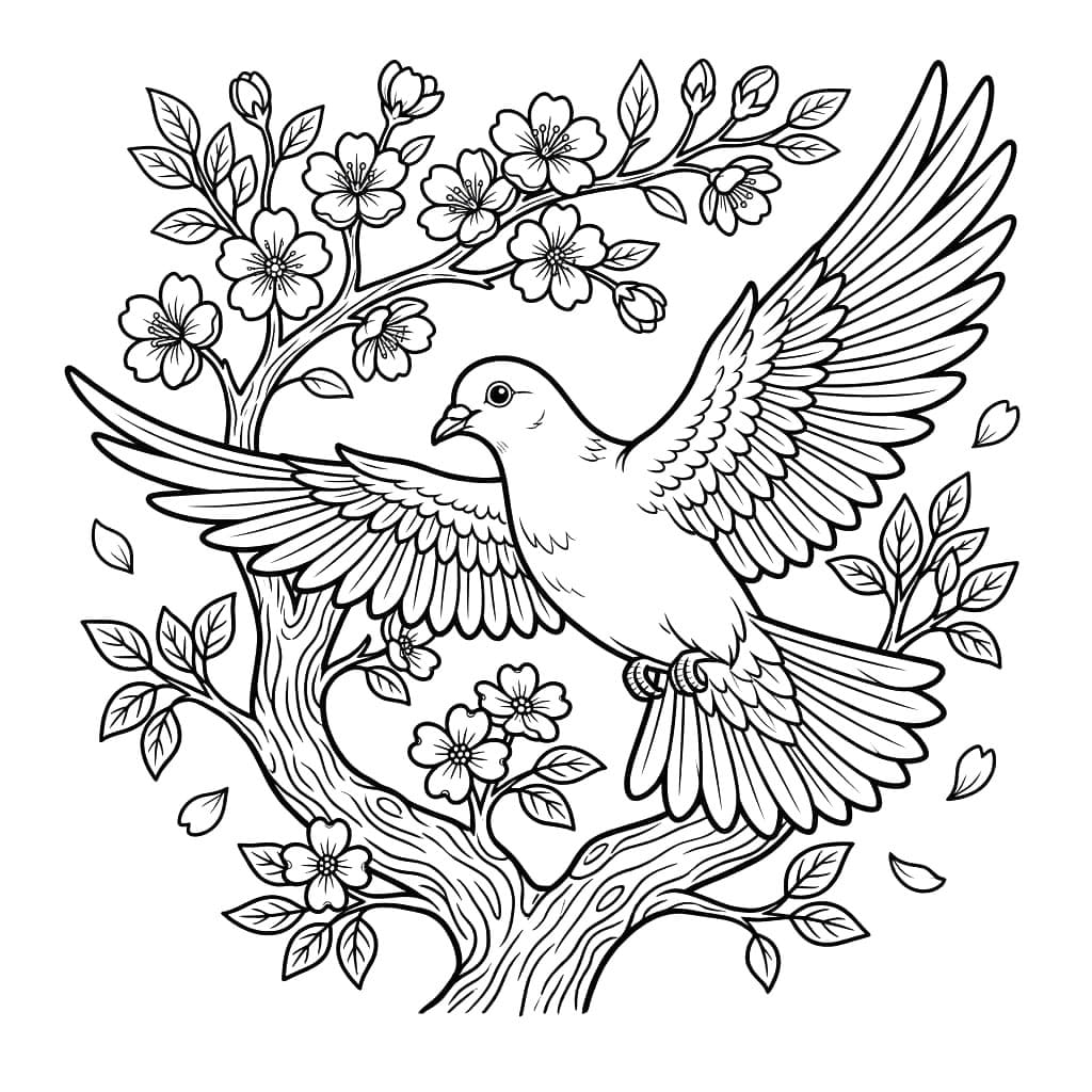 Chim Bồ Câu Bay Trong Hoa