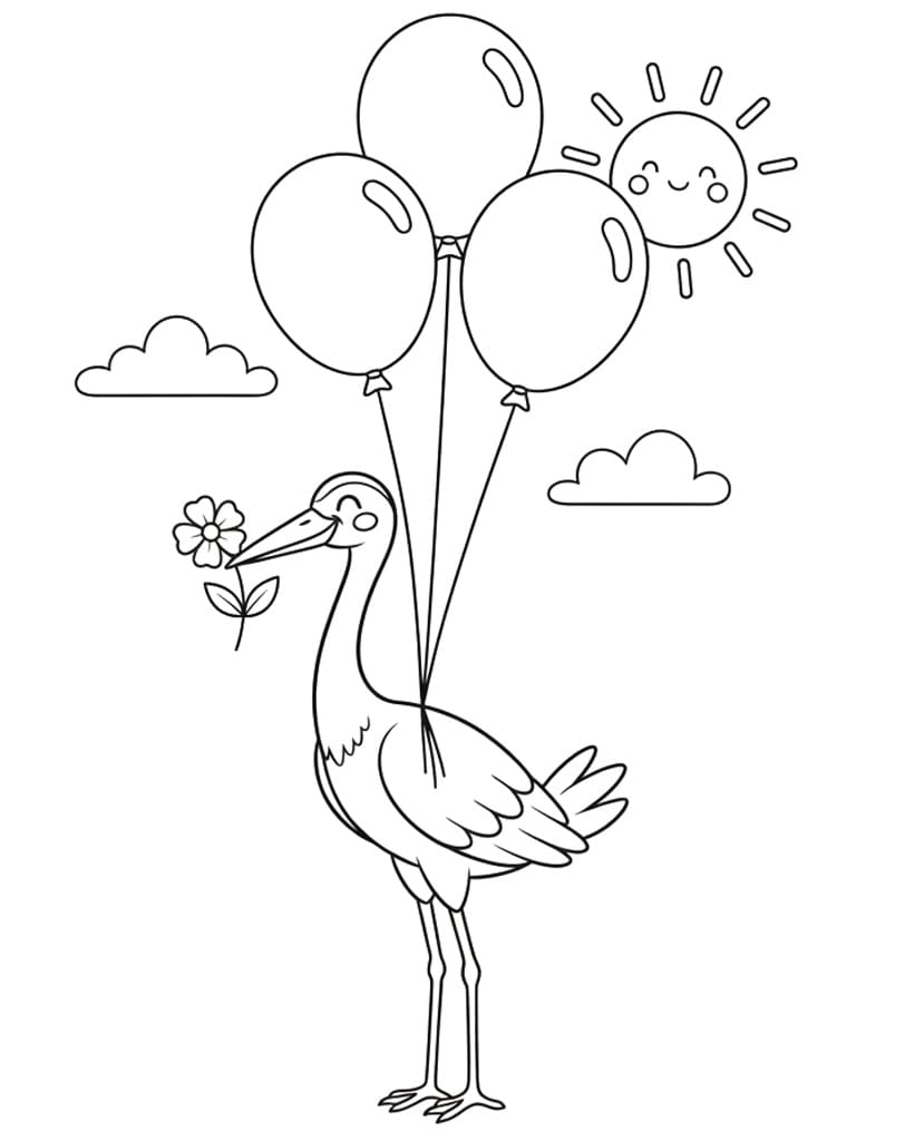 Chim Hạc Với Bóng Bay