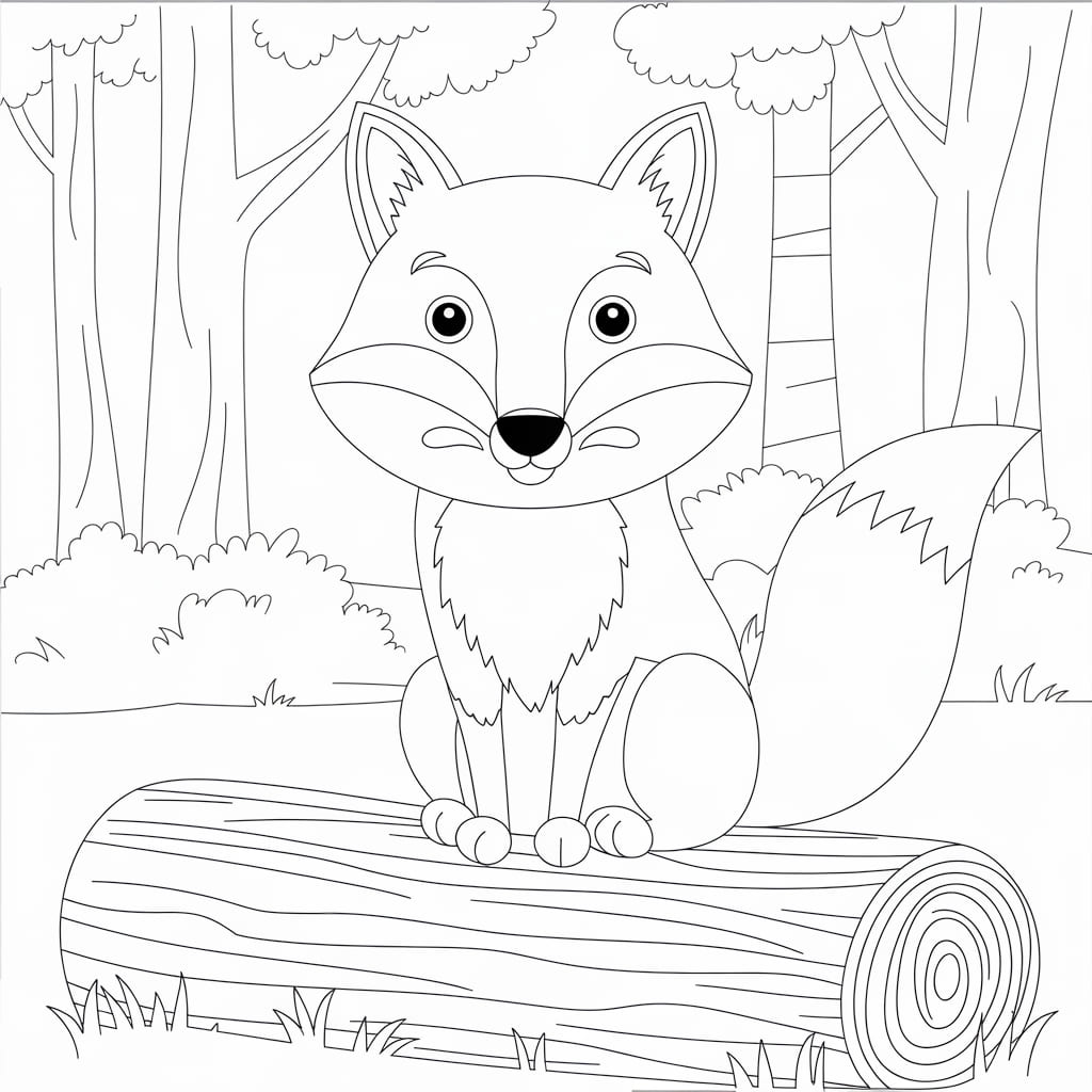 Con Cáo Ngồi Trên Khúc Cây