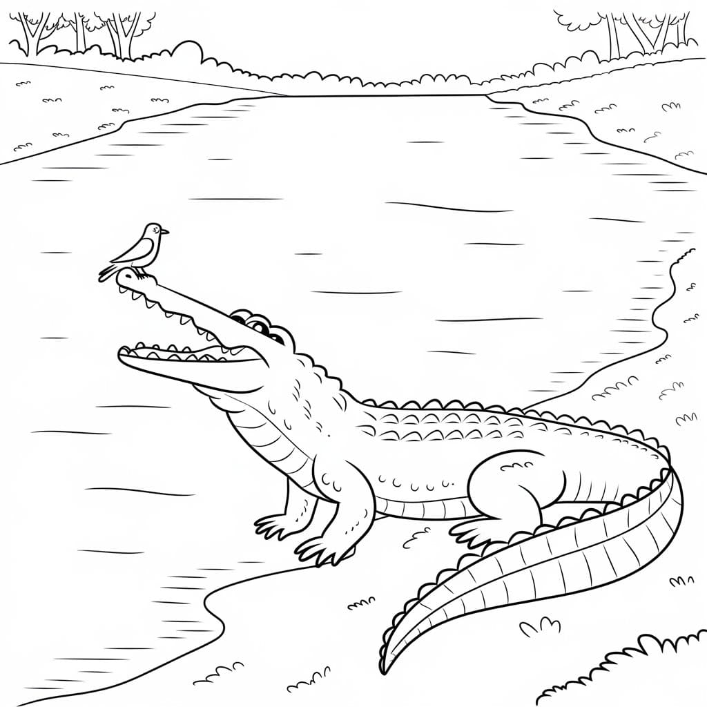 Con Chim Đậu Trên Mũi Cá Sấu