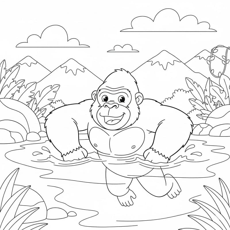 Con Khỉ Đột Đang Bơi