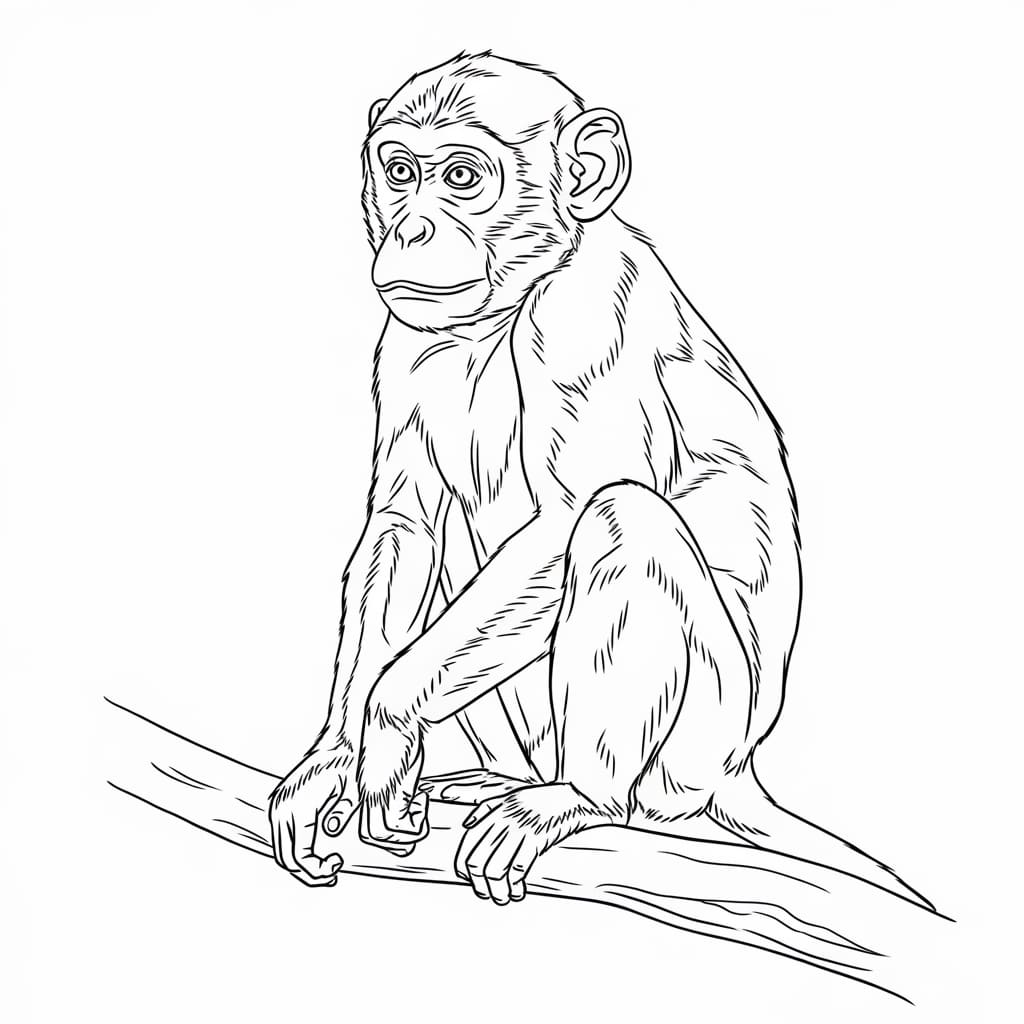 Con Khỉ Trưởng Thành Ngồi Trên Cây