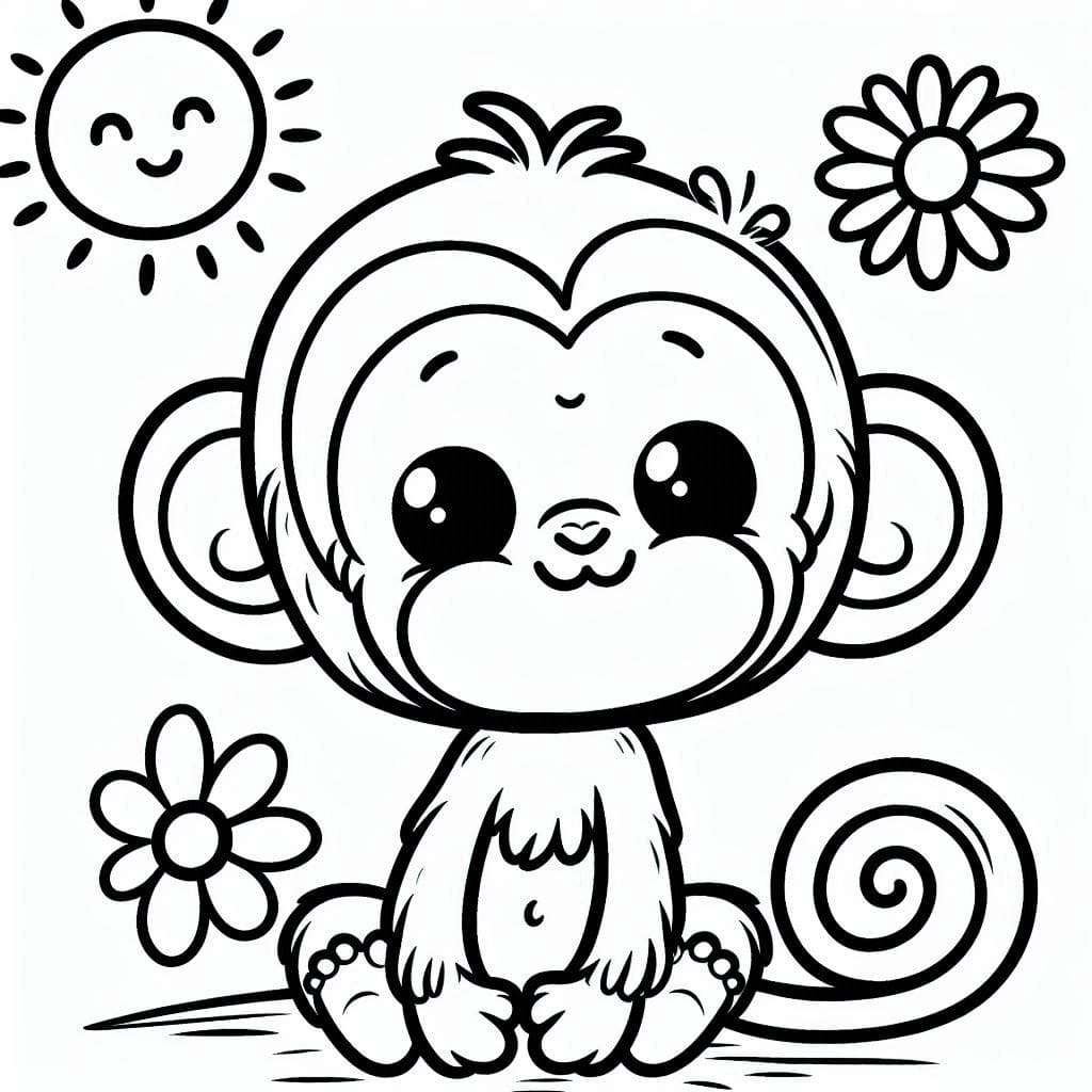 Con Khỉ Với Mặt Trời Và Hoa