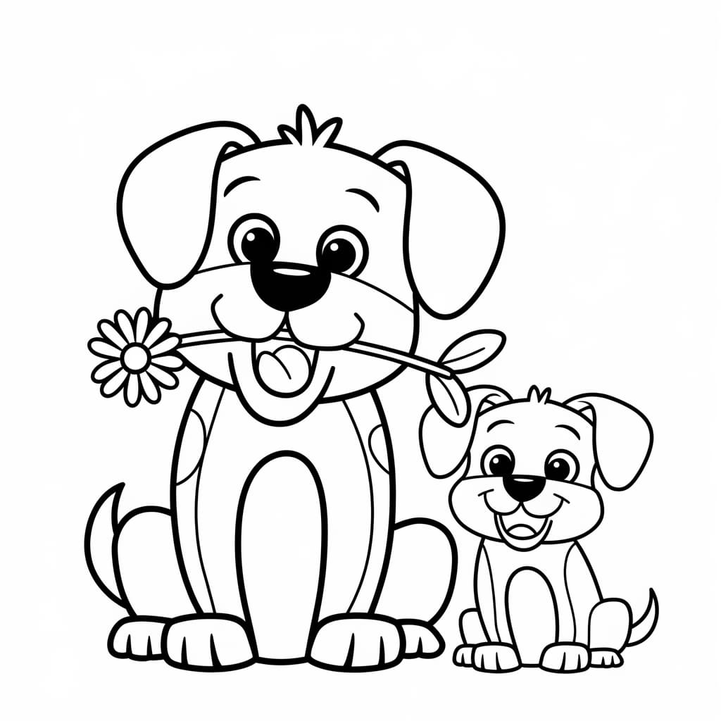 Hai Chú Chó Và Bông Hoa