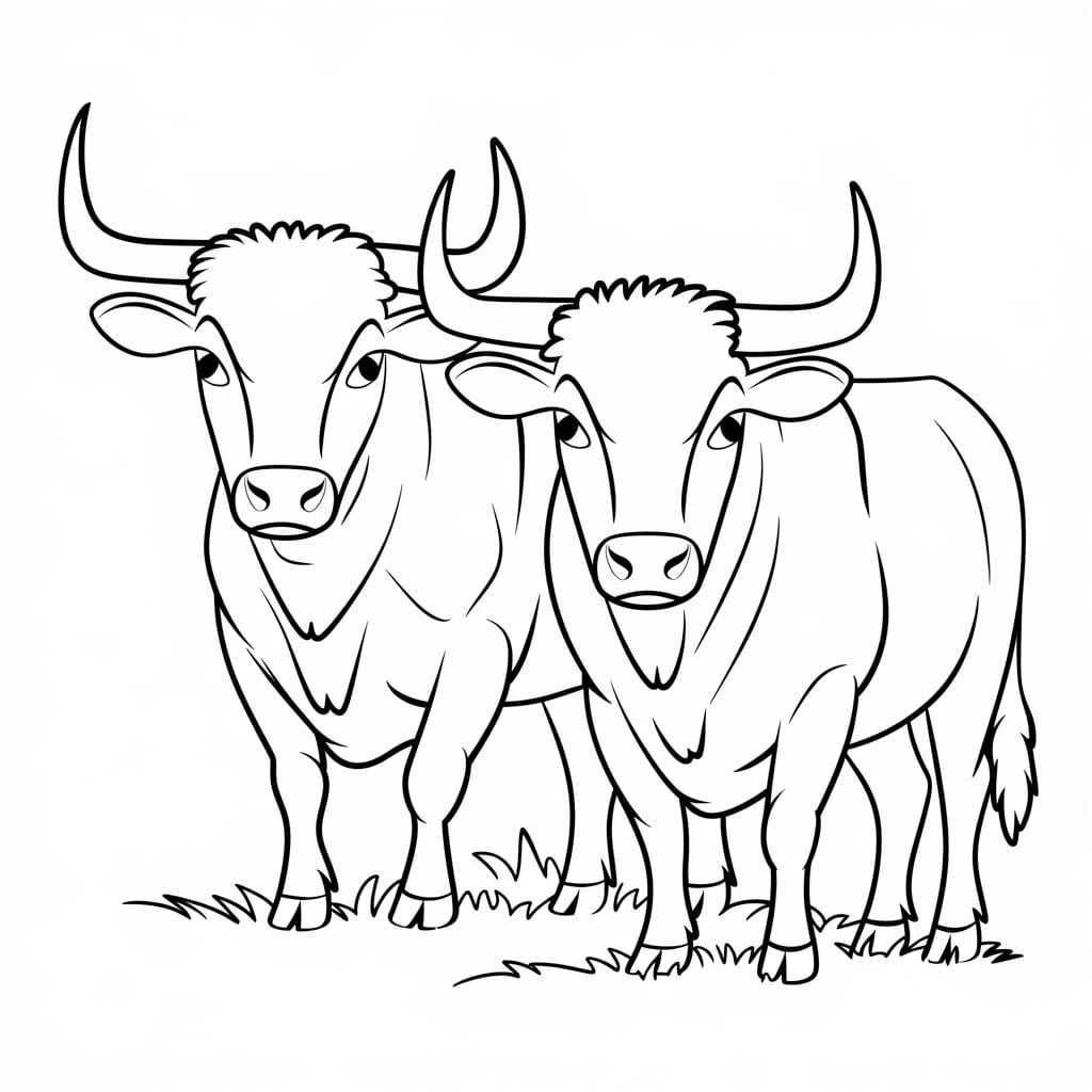 Hai Con Bò Sừng Dài