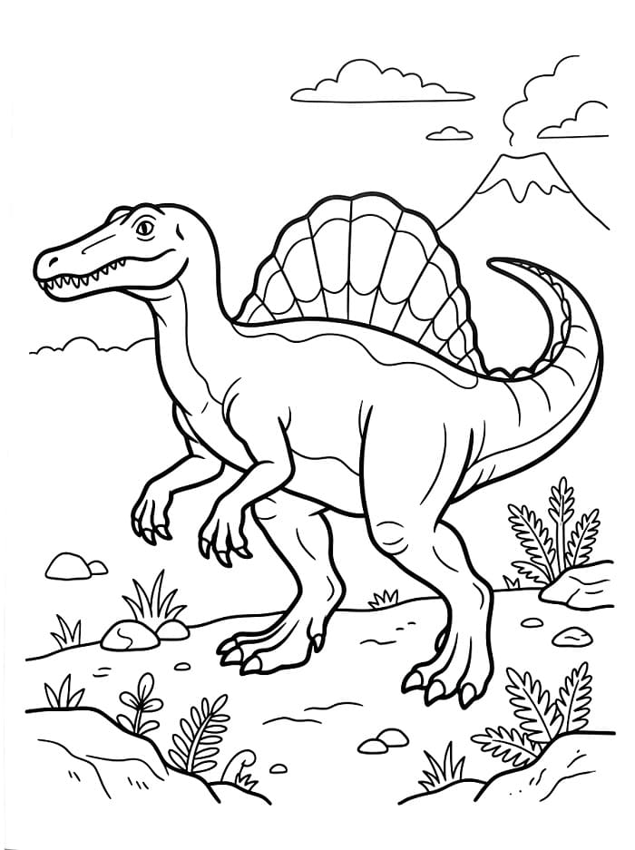 Spinosaurus and Volcano
