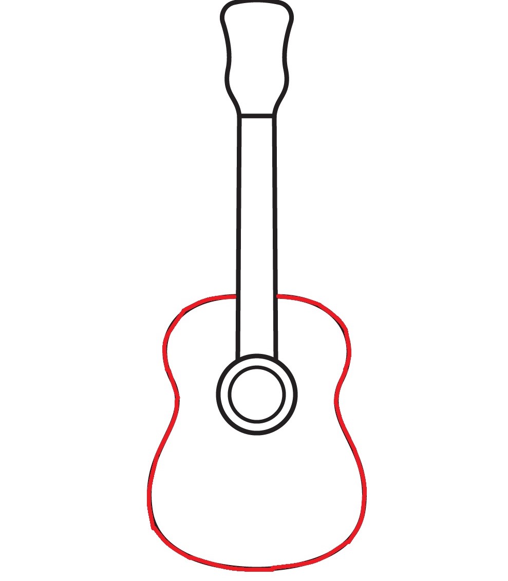 Hướng dẫn cách vẽ một cây đàn Guitar đơn giản cho bé - Bước 3