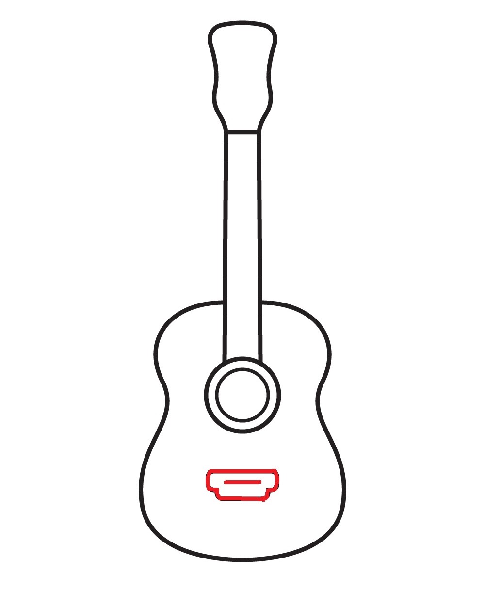 Hướng dẫn cách vẽ một cây đàn Guitar đơn giản cho bé - Bước 4
