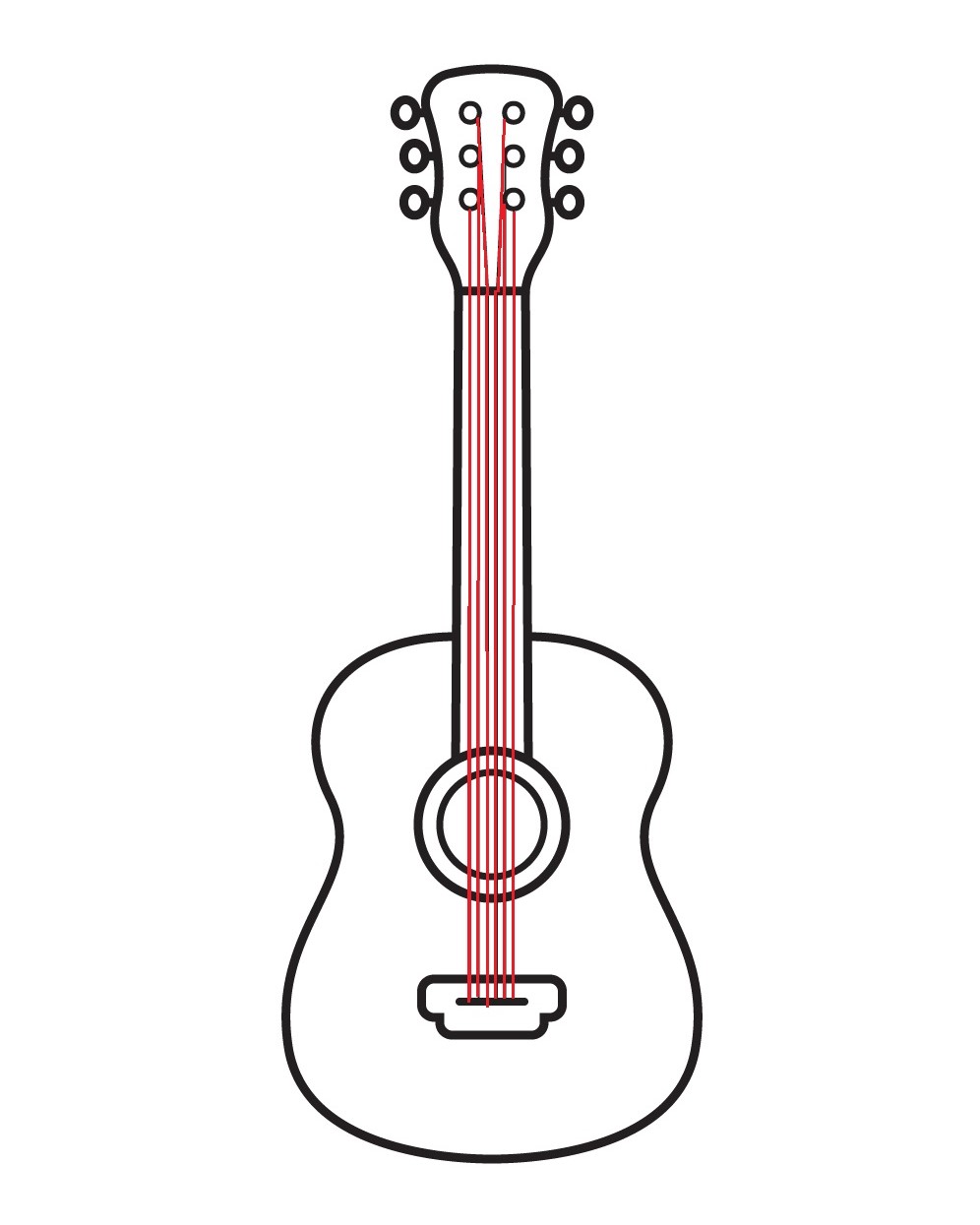 Hướng dẫn cách vẽ một cây đàn Guitar đơn giản cho bé - Bước 7