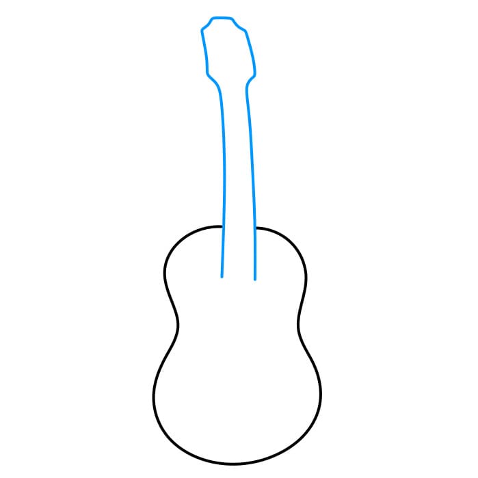 Hướng dẫn cách vẽ một cây đàn Guitar đơn giản cho bé - Bước 2