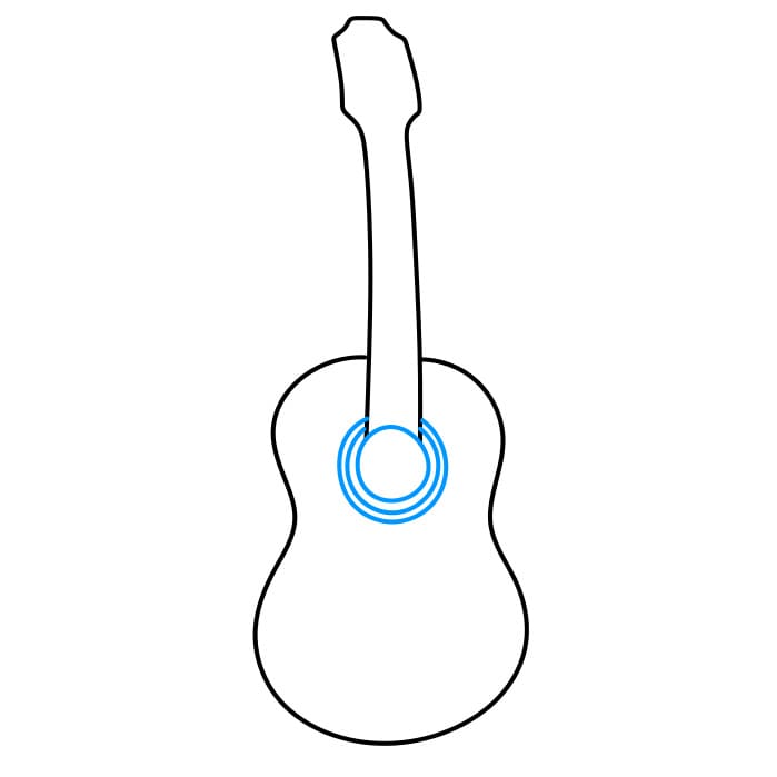 Hướng dẫn cách vẽ một cây đàn Guitar đơn giản cho bé - Bước 3