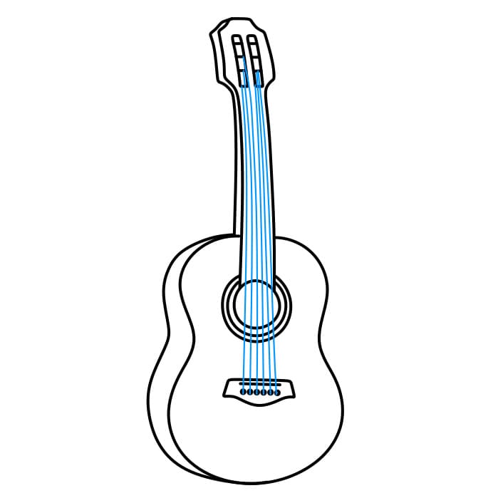 Hướng dẫn cách vẽ một cây đàn Guitar đơn giản cho bé - Bước 6