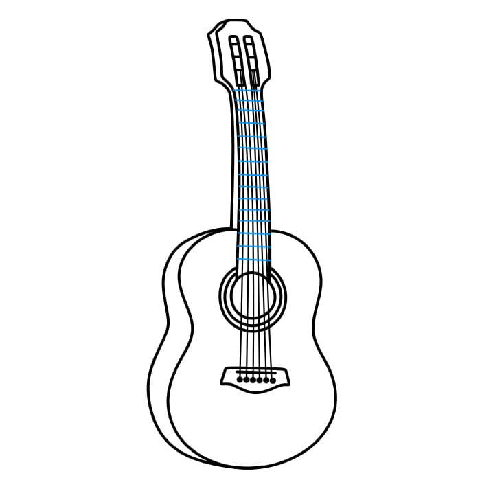 Hướng dẫn cách vẽ một cây đàn Guitar đơn giản cho bé - Bước 7