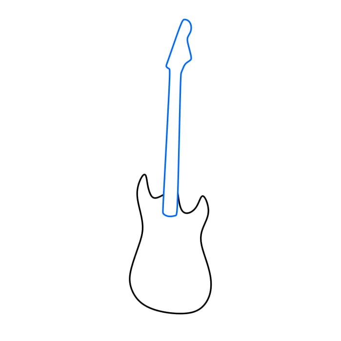Hướng dẫn cách vẽ một cây đàn Guitar đơn giản cho bé - Bước 2