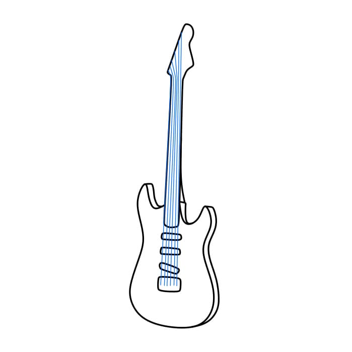Hướng dẫn cách vẽ một cây đàn Guitar đơn giản cho bé - Bước 5