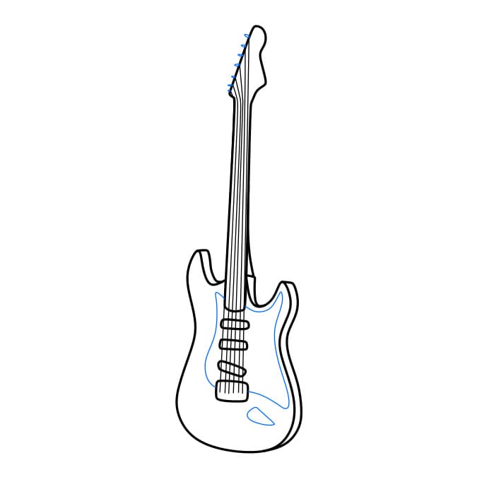 Hướng dẫn cách vẽ một cây đàn Guitar đơn giản cho bé - Bước 6