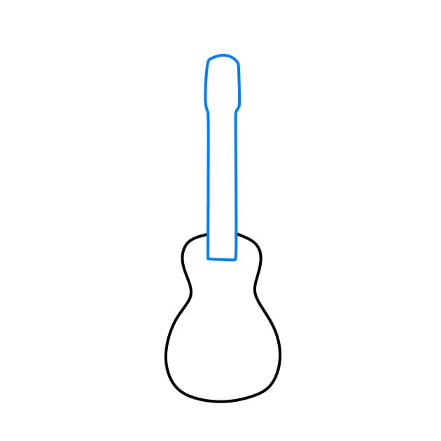 Hướng dẫn cách vẽ một cây đàn Guitar đơn giản cho bé - Bước 2