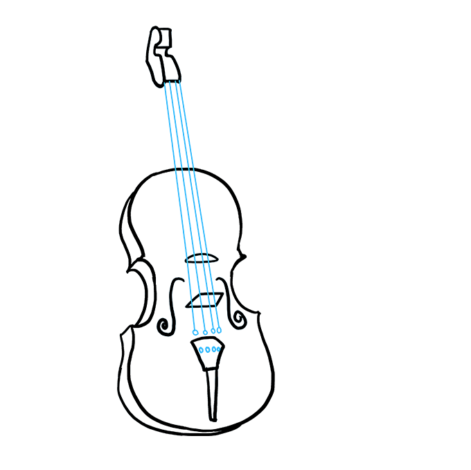 Hướng dẫn bạn cách vẽ cây đàn vĩ cầm (violin) đơn giản chi tiết từng bước cho bé - Bước 6