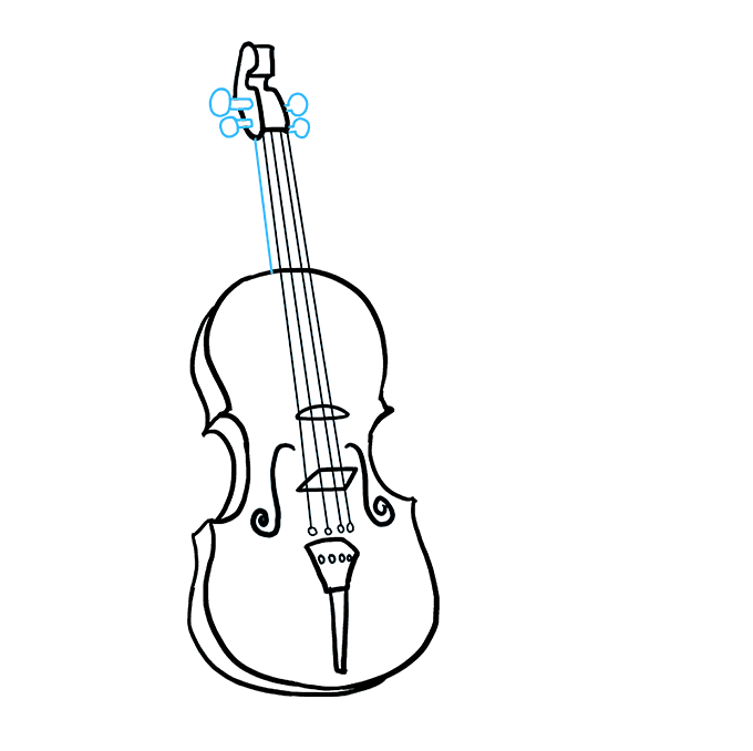 Hướng dẫn bạn cách vẽ cây đàn vĩ cầm (violin) đơn giản chi tiết từng bước cho bé - Bước 7