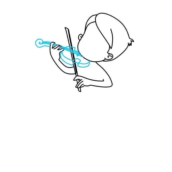 Hướng dẫn cách vẽ bé đang chơi cây đàn vĩ cầm (violin) - Bước 4