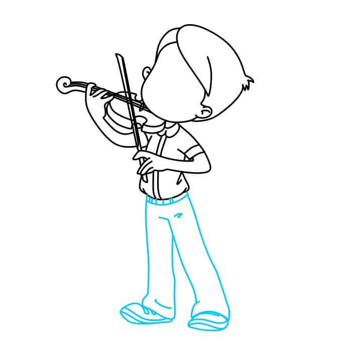 Hướng dẫn cách vẽ bé đang chơi cây đàn vĩ cầm (violin) - Bước 6