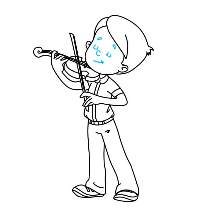 Hướng dẫn cách vẽ bé đang chơi cây đàn vĩ cầm (violin) - Bước 7