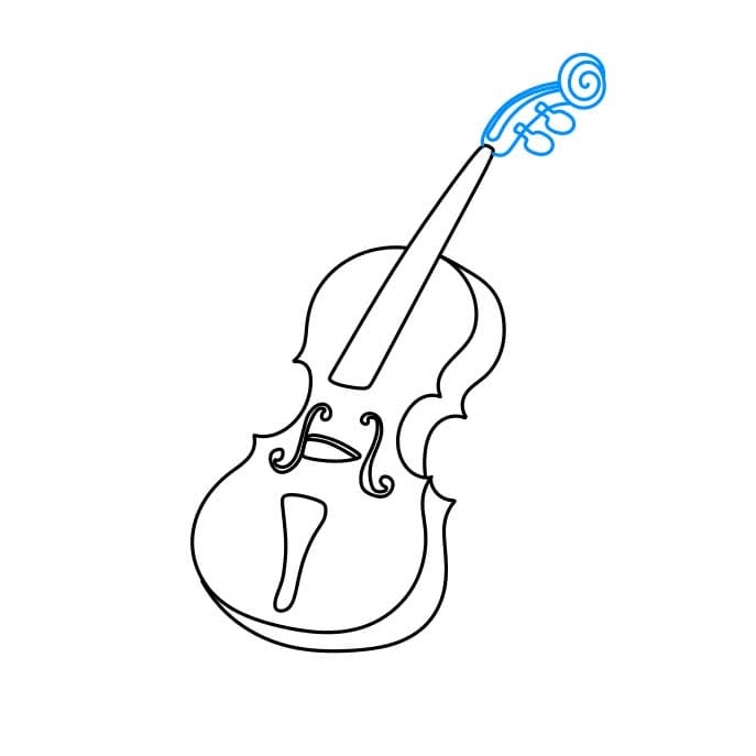 Hướng dẫn bạn cách vẽ cây đàn vĩ cầm (violin) đơn giản và đẹp cho bé - Bước 3