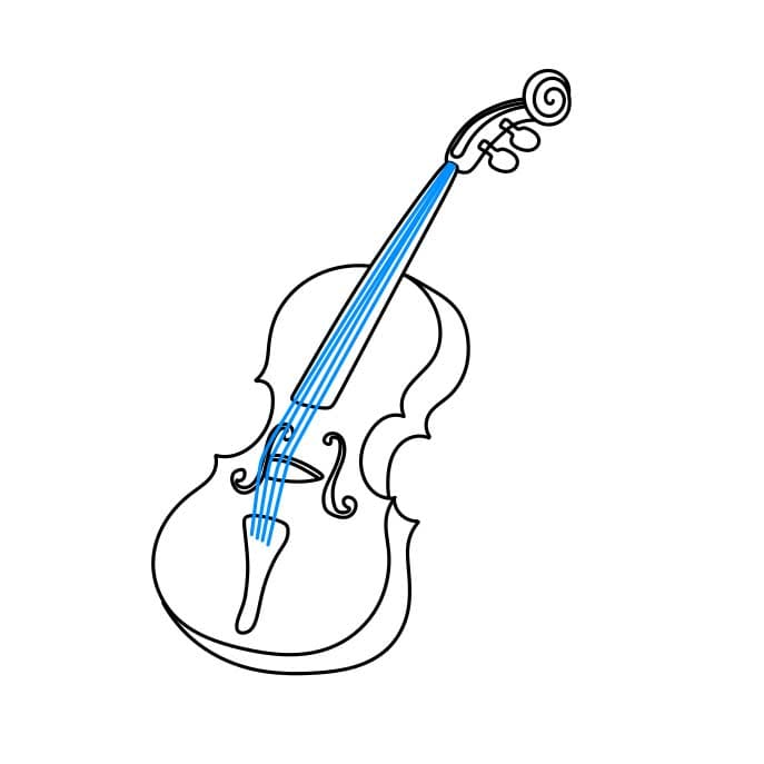 Hướng dẫn bạn cách vẽ cây đàn vĩ cầm (violin) đơn giản và đẹp cho bé - Bước 4