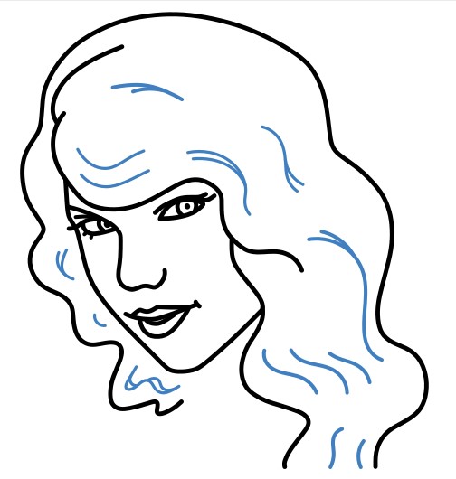 Hướng dẫn vẽ Taylor Swift đang mỉm cười. - Bước 7