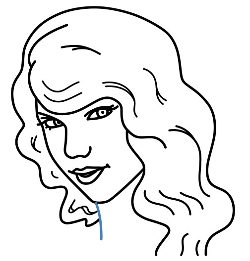 Hướng dẫn vẽ Taylor Swift đang mỉm cười. - Bước 8