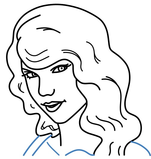 Hướng dẫn vẽ Taylor Swift đang mỉm cười. - Bước 9