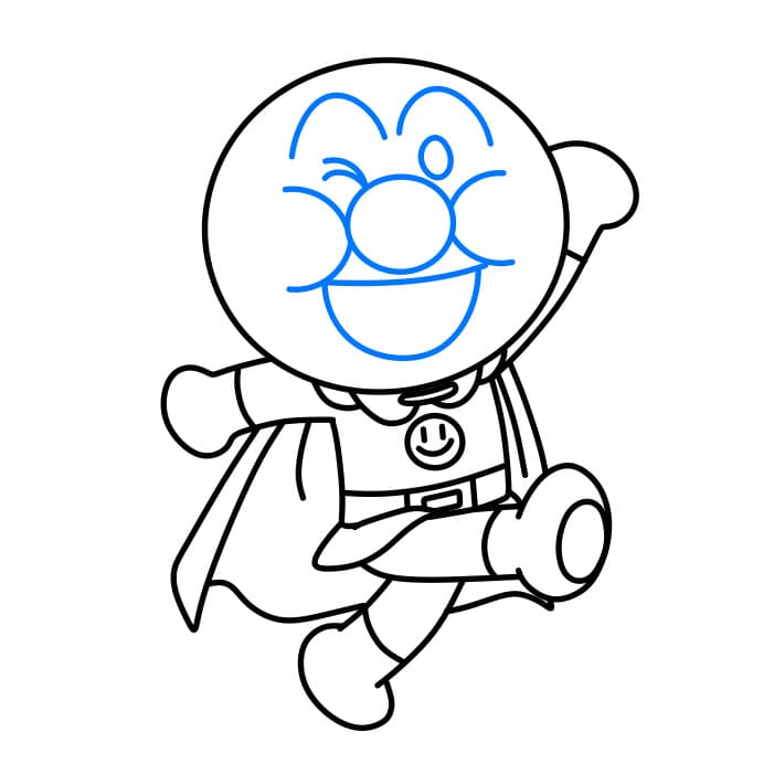 Hướng dẫn cách vẽ nhân vật Anpanman đơn giản và đẹp cho bé - Bước 6