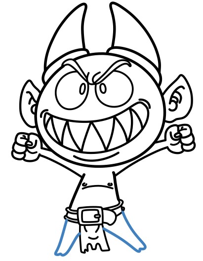 Cách vẽ con quỷ đang vui vẻ - Bước 11