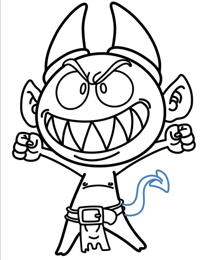 Cách vẽ con quỷ đang vui vẻ - Bước 12