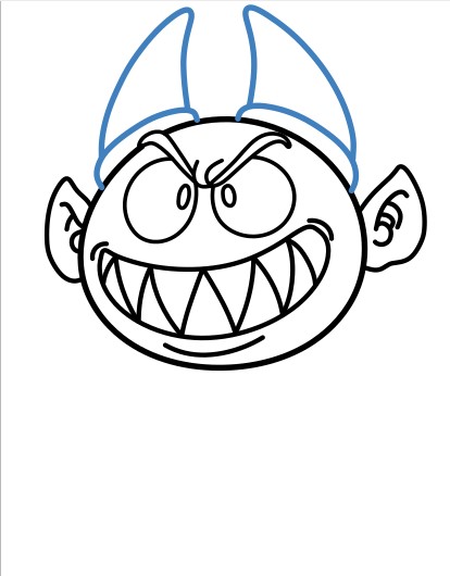 Cách vẽ con quỷ đang vui vẻ - Bước 6