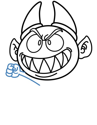 Cách vẽ con quỷ đang vui vẻ - Bước 7